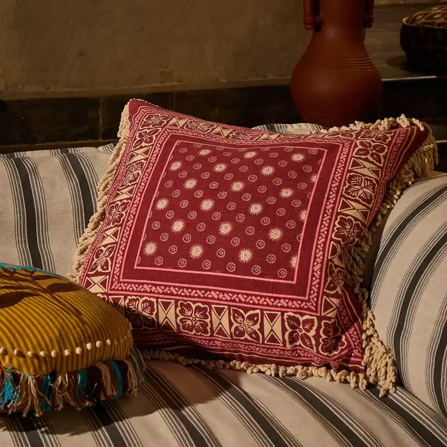 Sage x Clare Odessa reversible cushion cover 60cm poppy