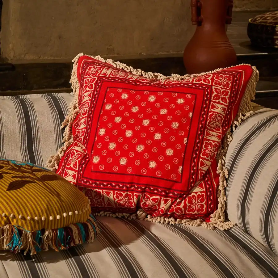Sage x Clare Odessa reversible cushion cover 60cm poppy