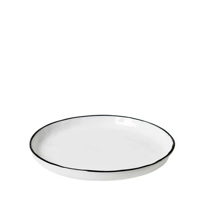 Broste dessert plate white with black rim 17cm