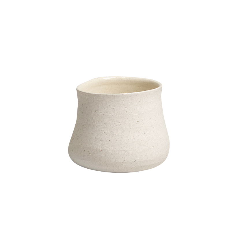 Textured bellied pot off-white 18cm