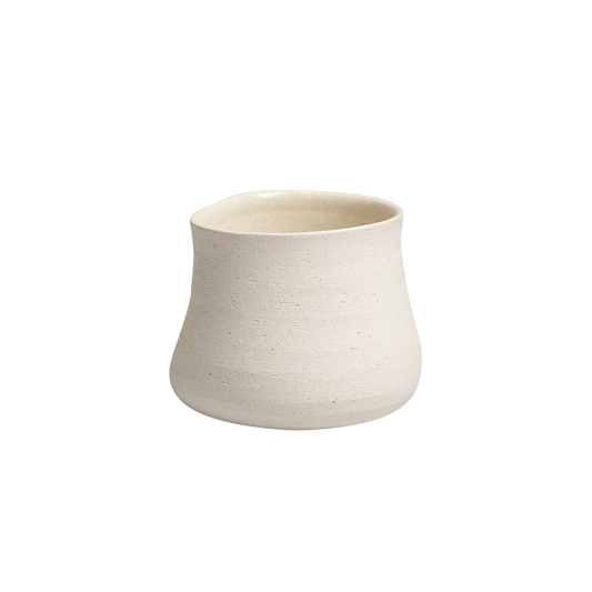 Textured bellied pot off-white 18cm