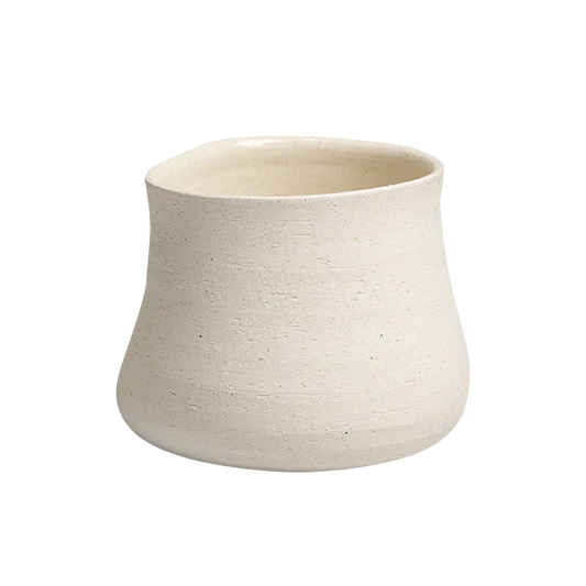 Textured bellied pot off-white 18cm