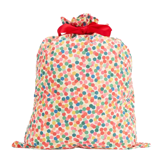 Large drawstring santa sack confetti print