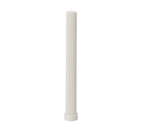 Ridged column candle with base white