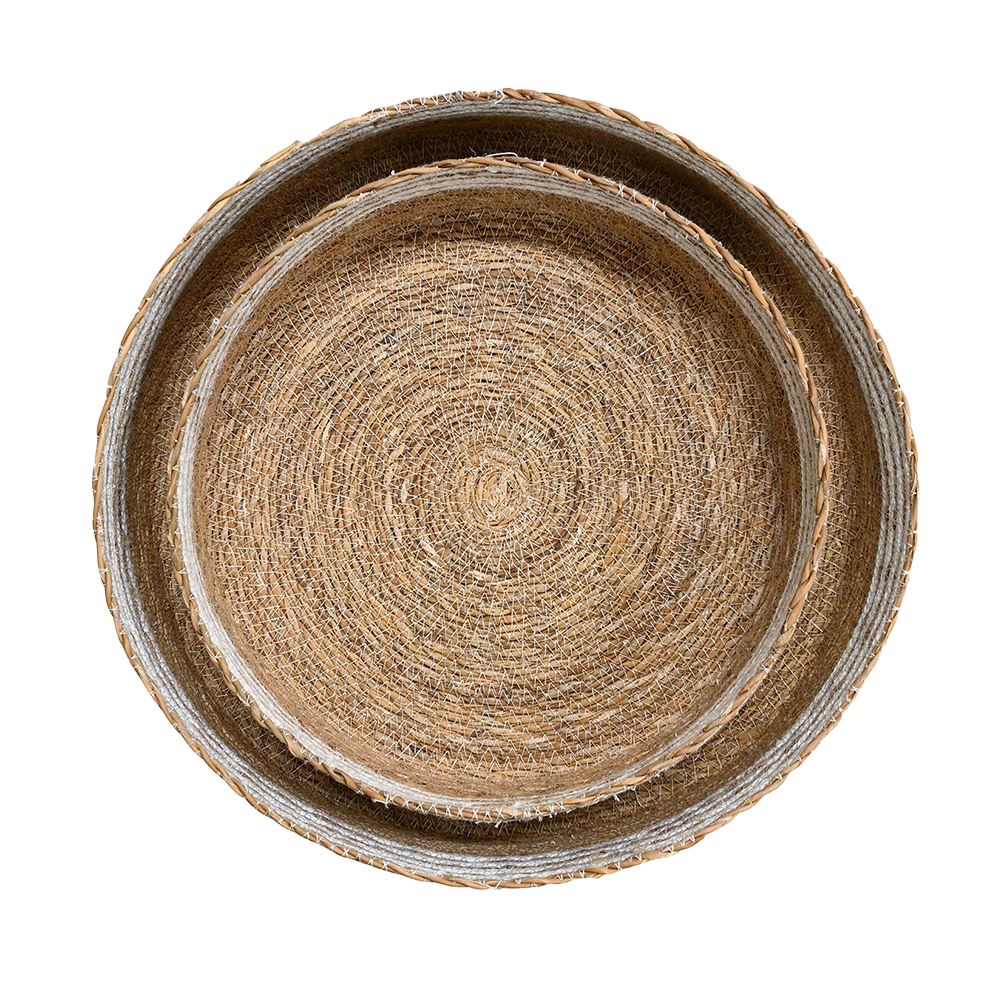 Seagrass & jute basket tray