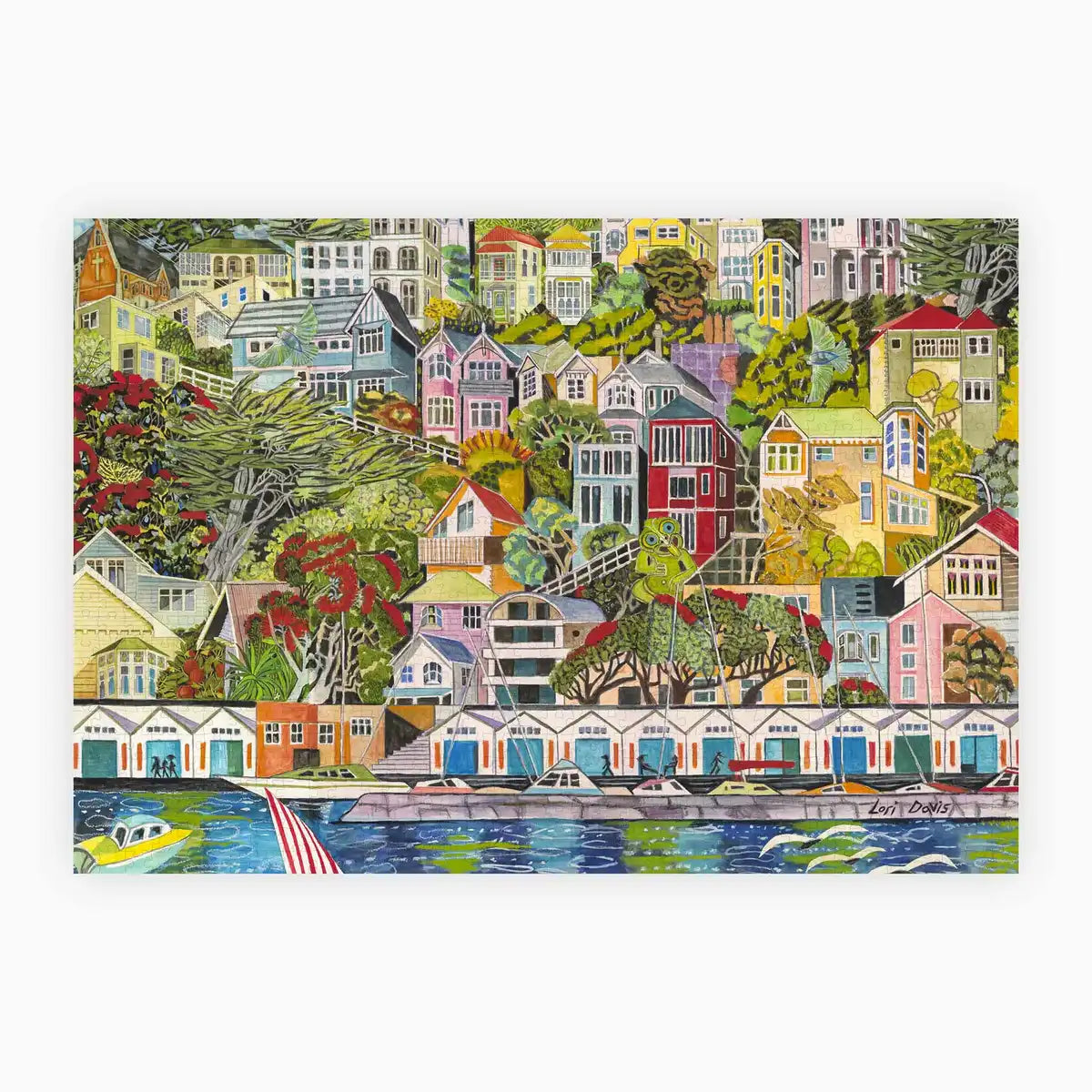 Seaside Wellington boat sheds 1000-piece jigsaw puzzle