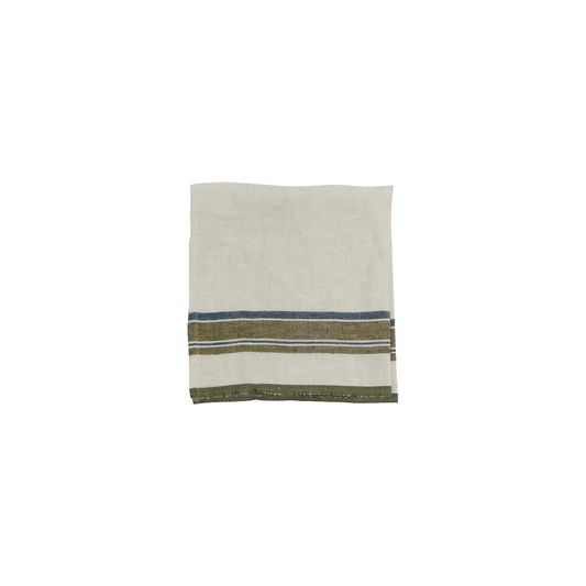 Heavy linen napkin with selvedge edge green