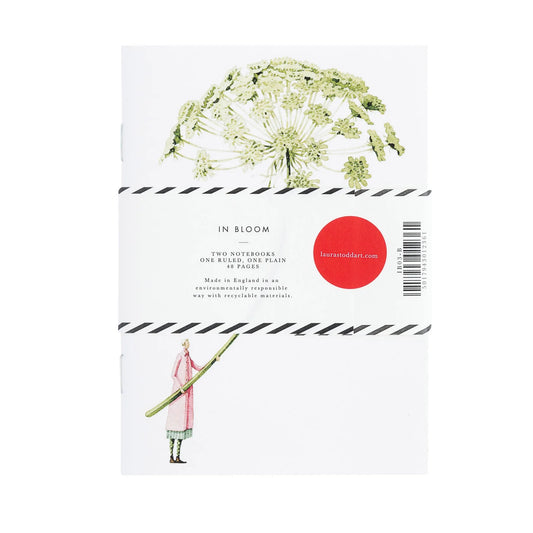Set of two floral illustrated notebooks green