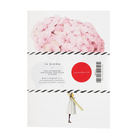 Set of two floral illustrated notebooks pink