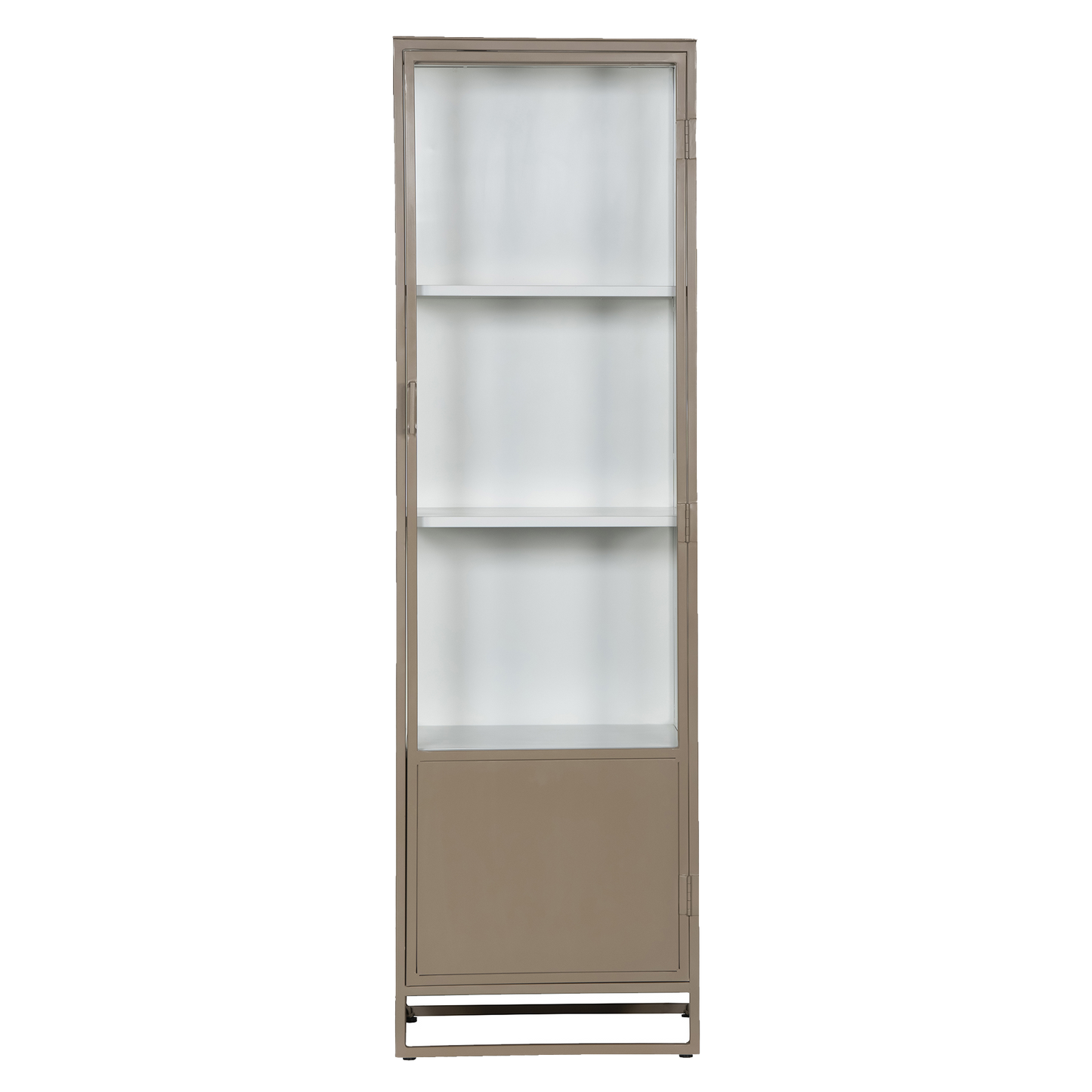 Metal single door glass cabinet 200cm biscuit