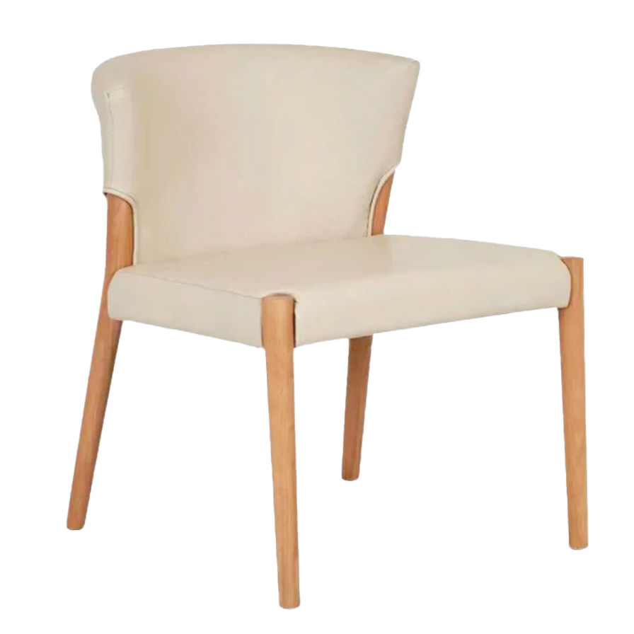 Ronda oak & leather dining chair limestone