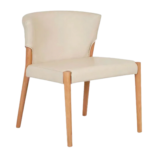 Ronda oak & leather dining chair limestone