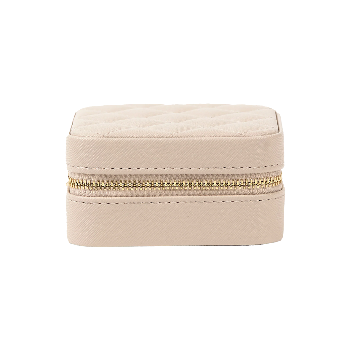 Small square quilted jewellery box 10cm putty
