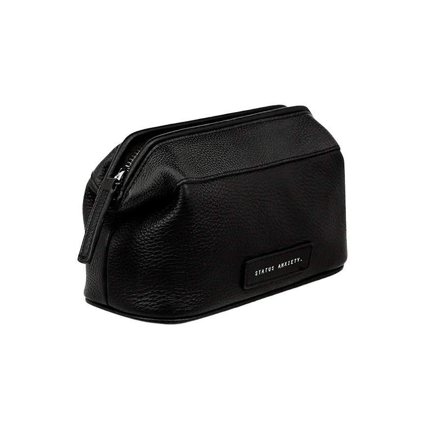 Status Anxiety leather toiletry bag black medium