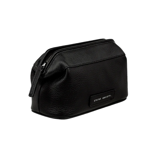 Status Anxiety leather toiletry bag black medium