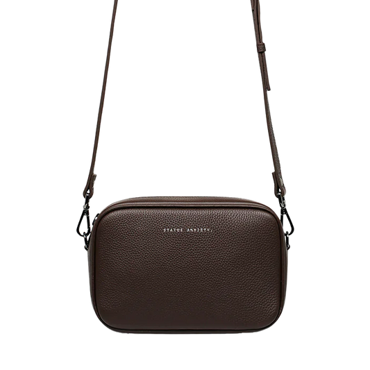 Status Anxiety plunder leather shoulder bag cocoa