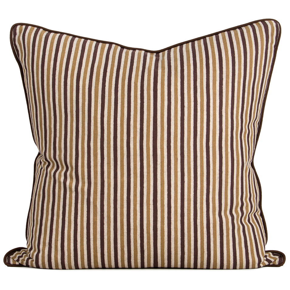 Strato striped cotton cushion 55cm chocolate