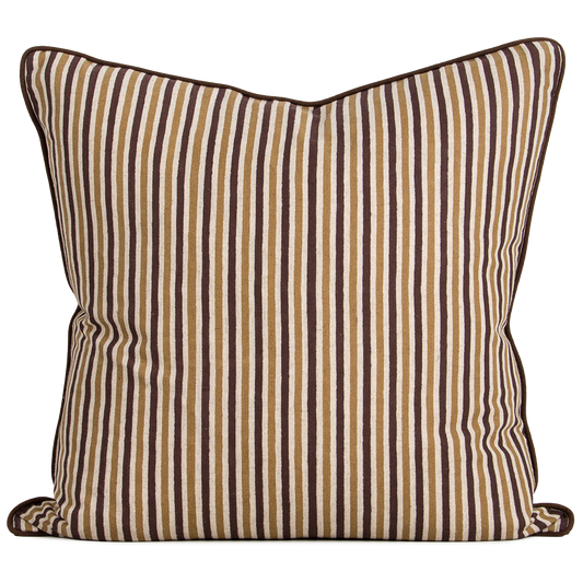 Strato striped cotton cushion 55cm chocolate
