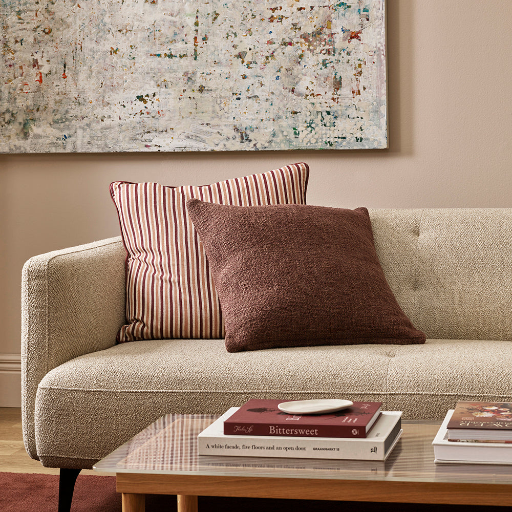 Strato striped cotton cushion 55cm oxblood