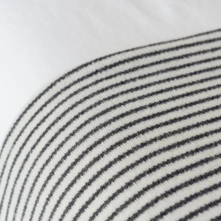 NZ made stripe lambswool throw 130 x 180cm charcoal