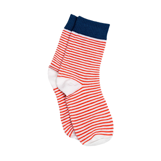 Stripe cotton socks red & blue