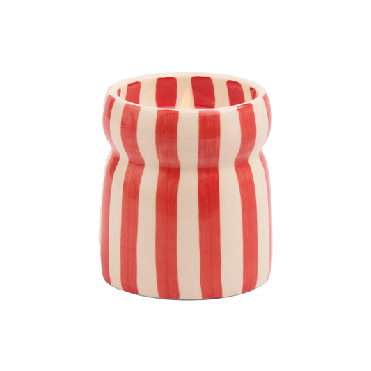 Striped ceramic soy candle Hibiscus Bay