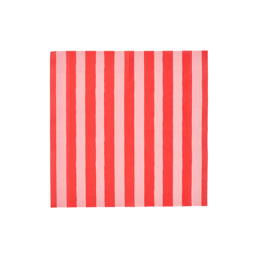 Striped paper napkins red & pink