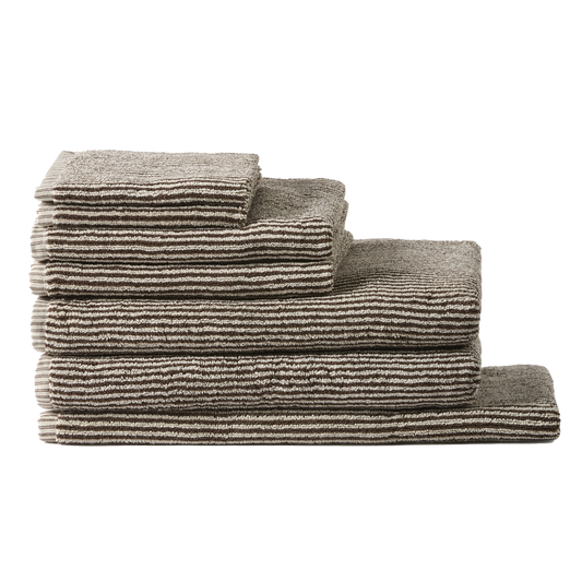Striped cotton towel range cocoa & white