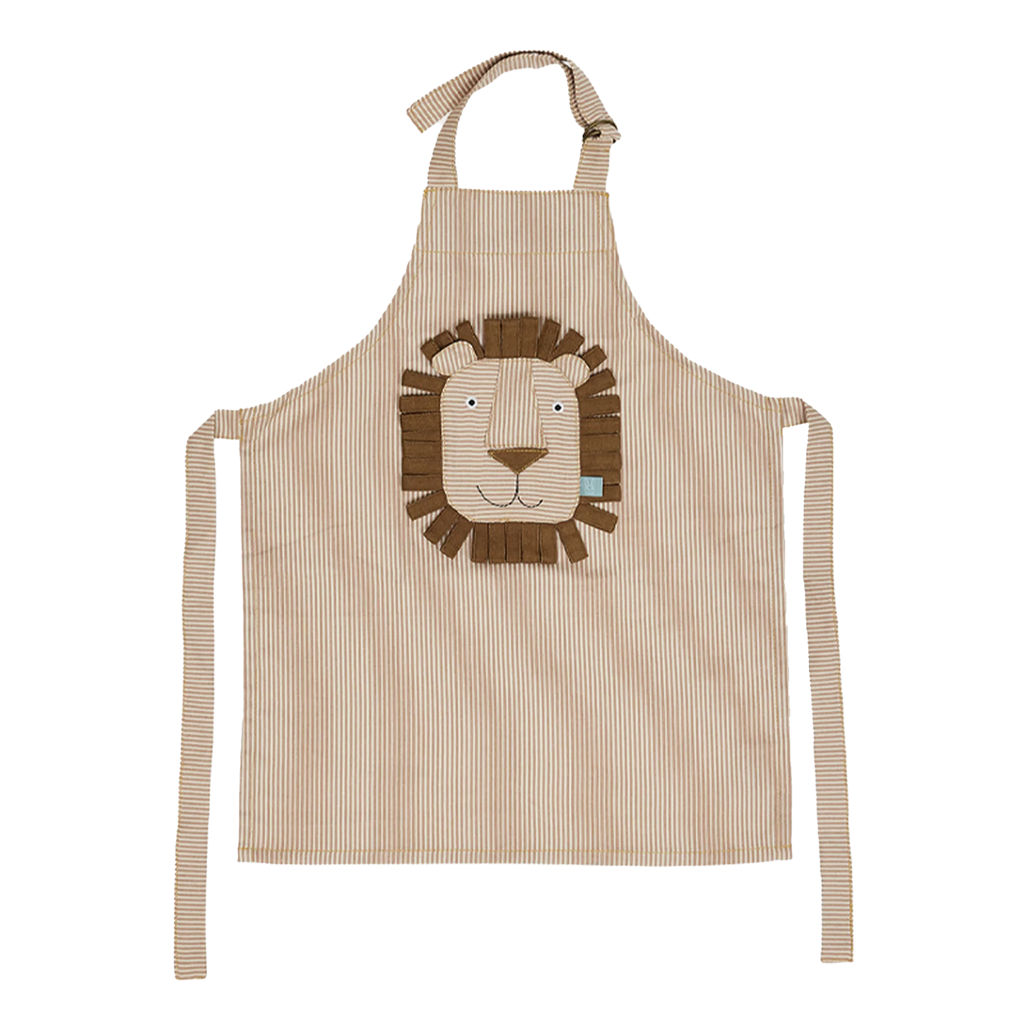 Kids striped denim lion apron caramel