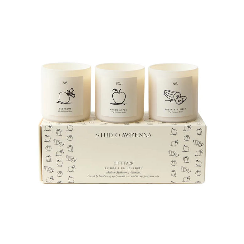 Epicurean mini candle trio - cucumber, apple, tomato