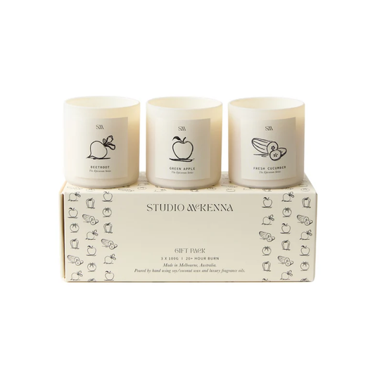 Epicurean mini candle trio - cucumber, apple, tomato