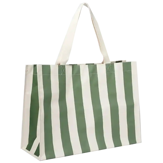 SunnyLife carryall beach bag vacay olive stripe