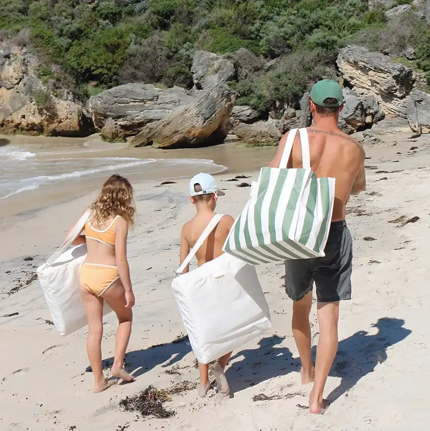 SunnyLife carryall beach bag vacay olive stripe