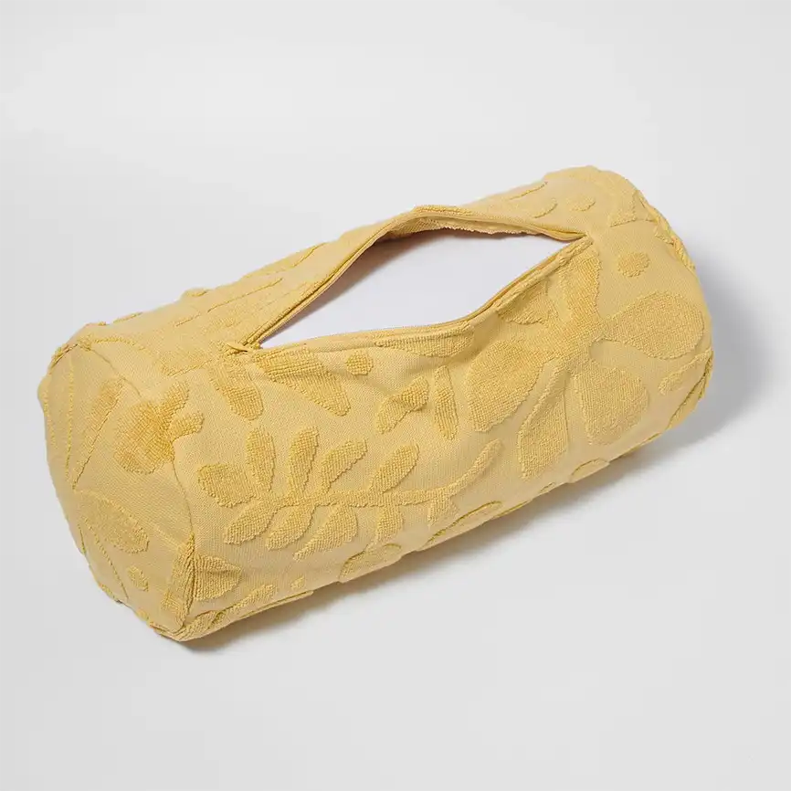 SunnyLife inflatable towelling beach pillow golden mustard
