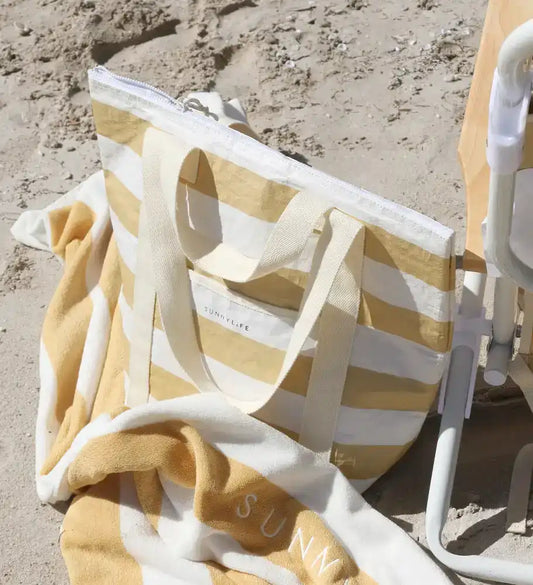 SunnyLife cooler tote butternut stripe
