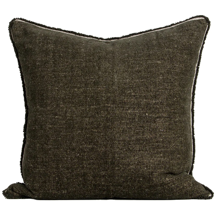 Sutton cotton linen chenille cushion cover 55cm olive