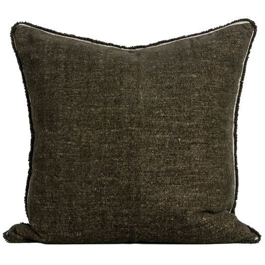Sutton cotton linen chenille cushion cover 55cm olive