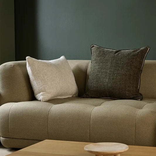 Sutton cotton linen chenille cushion cover 55cm olive