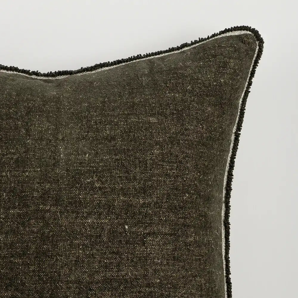 Sutton cotton linen chenille cushion cover 55cm olive