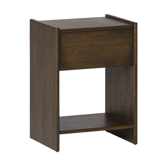 Switch veneer bedside table with drawer smoked oak