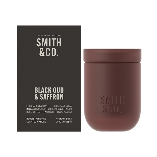 Smith & Co candle black oud & saffron 250g