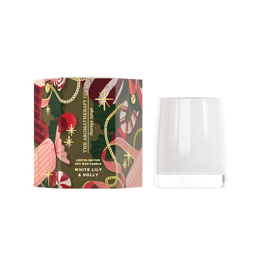 Festive mini candle white lily & holly 80g