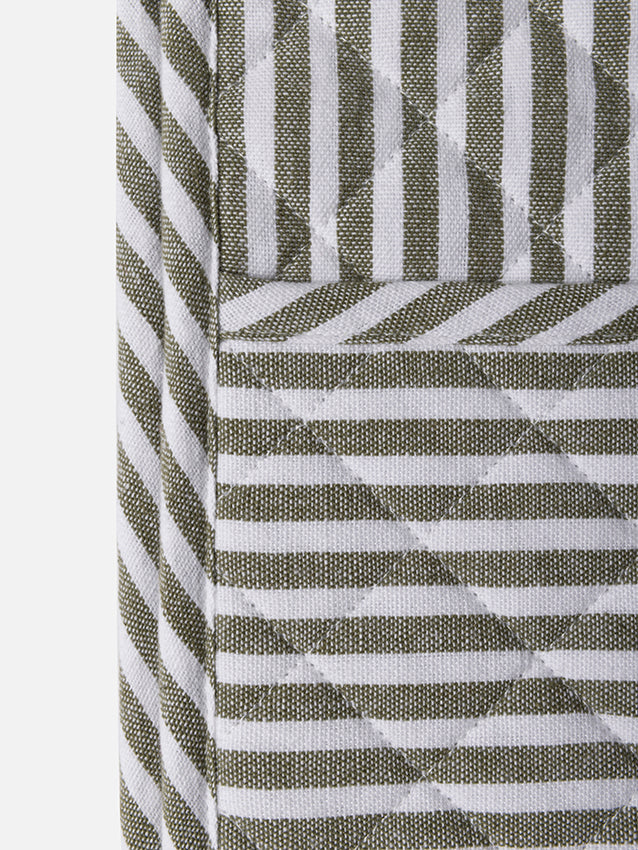Classic stripe double oven glove olive