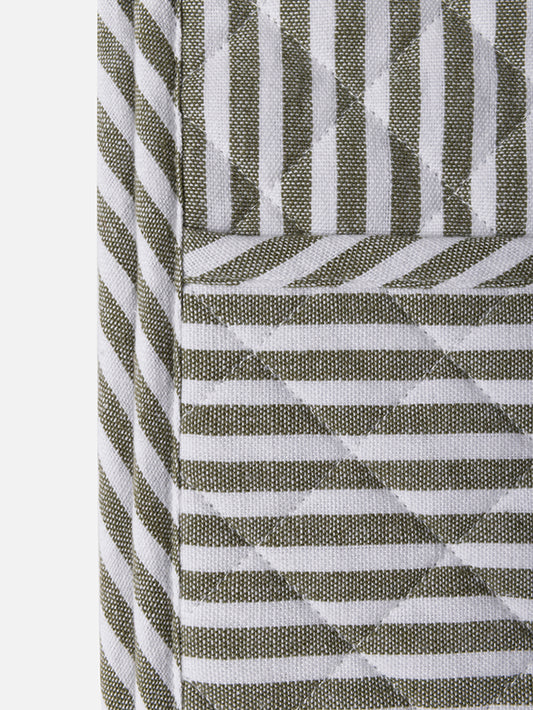 Classic stripe double oven glove olive