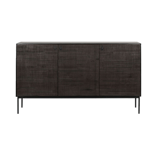 Teak grooves 3-door sideboard 150cm black