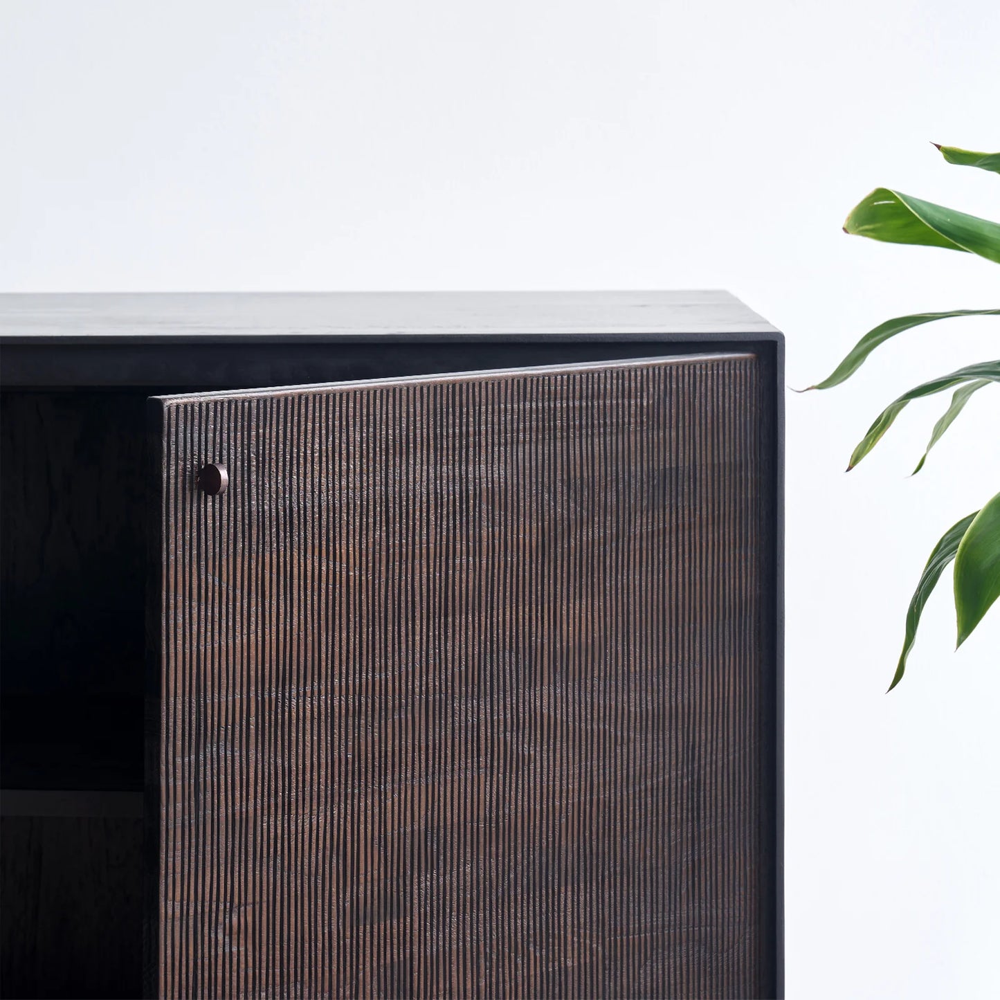 Teak grooves 4-door sideboard 200cm black