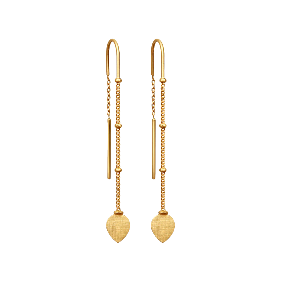 Temple of the Sun lotus thread earrings gold