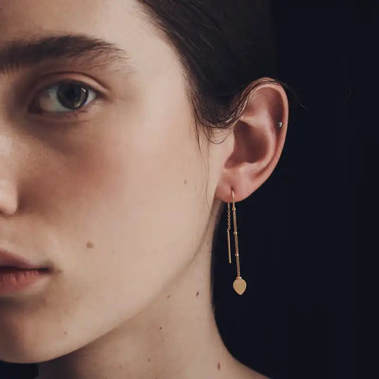 Temple of the Sun lotus thread earrings gold