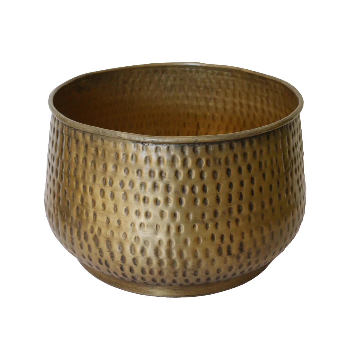 Textured antique brass look planter 30cm