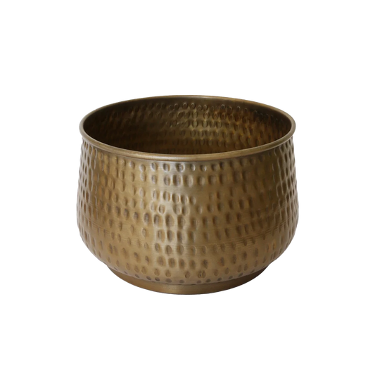 Textured antique brass look planter 24cm